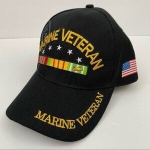 Marine Veteran United States Military Vet Embroidered USA Cap Hat Black